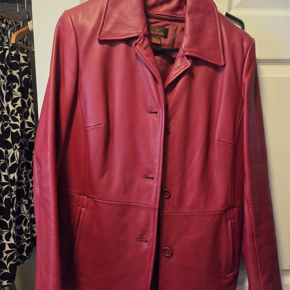 Danier Vibrant Red Leather Jacket